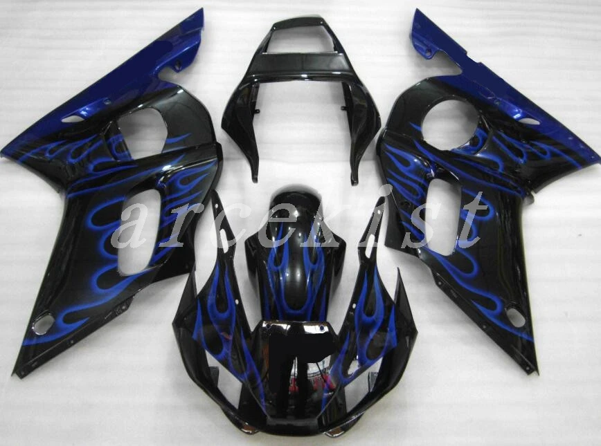 Обтекатели комплект пригодный для Yamaha YZF 600 R6 98 99 00 01 02 YZF-R6 1998-2002 мотоциклетный обтекатель abs капот пламени голубые по индивидуальному заказу