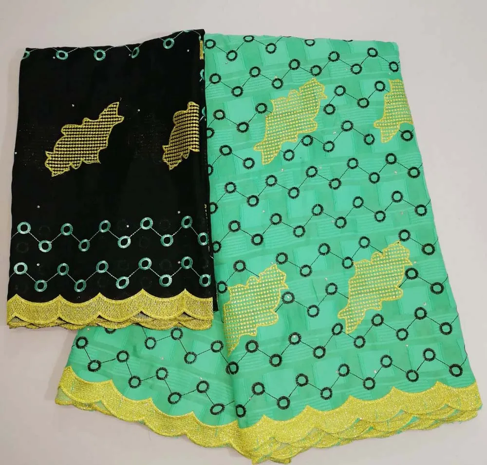 

green lace fabric african swiss voile lace with stones high quality lace dry fabric for women dresses 5+2yards/lot