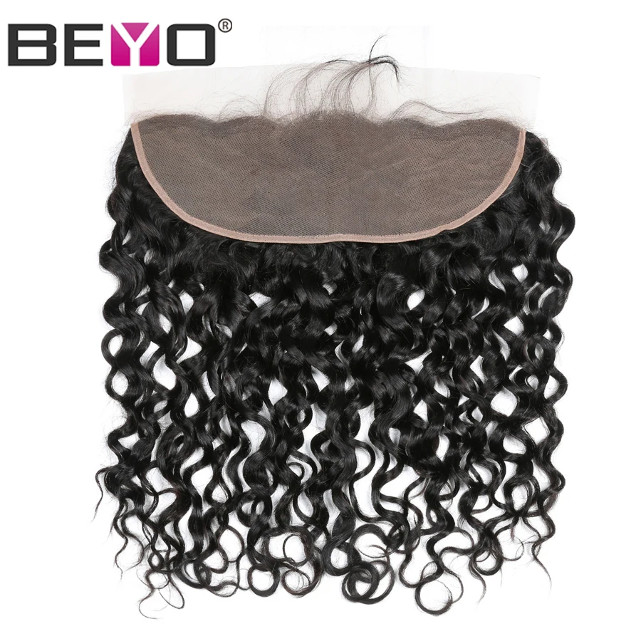 

Beyo 13x4 Ear To Ear Lace Frontal 100% Human Hair Closure Peruvian Water Wave Hair Pre Plucked With Baby Hair Non Remy Hair