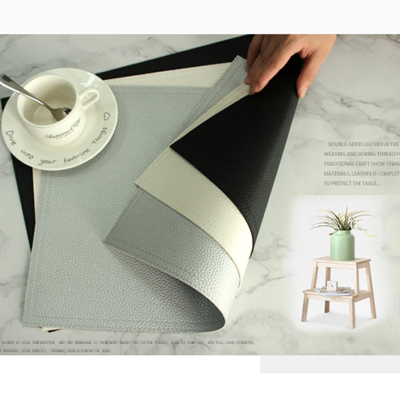 

Creative Double Sides Leather Placemat Table Mat Heat Insulation Tablemat Non-Slip Placemat Pads Coasters Coffee Mug Pad