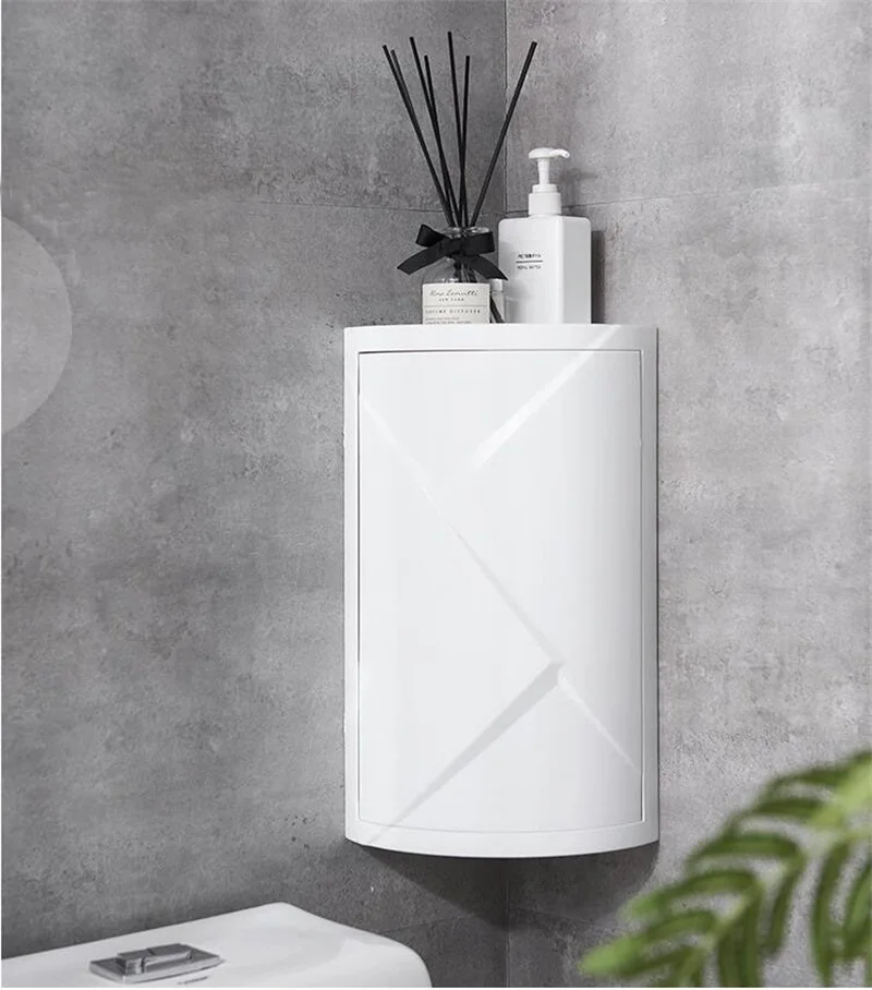 

Kitchen Bathroom Rotary Rack Bathroom Triangle Storage Rack Wall Cosmetics Large Storage Box Free Punch