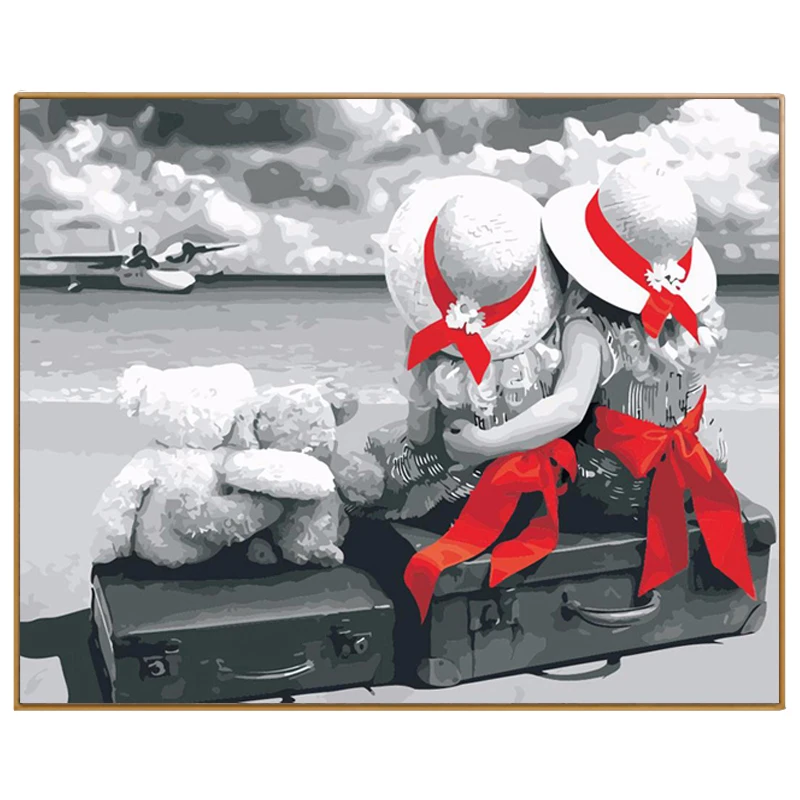 

PHKV Diy Paint By Number Kits Propylene Oil Painting Digital Picture By Numbers Hand Coloring On Canvas Children's Friendship