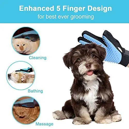 2 in 1 Silicone Pet Brush Glove For Animal Bath Five Finger Deshedding Pet Dog Cat Comb Grooming Glove for Dogs Gentle Efficient