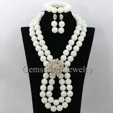 Очаровательный белый бисерный Модный комплект ювелирных изделий Свадебный Африканский набор украшений для костюма ожерелье набор WA450