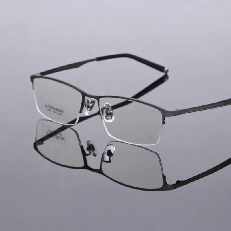 

Titanium Eyeglasses Frame Men Half Rim Geometric Temple Frames Luxury Goggle Precription Myopia Glasses Reading Glasses Frame