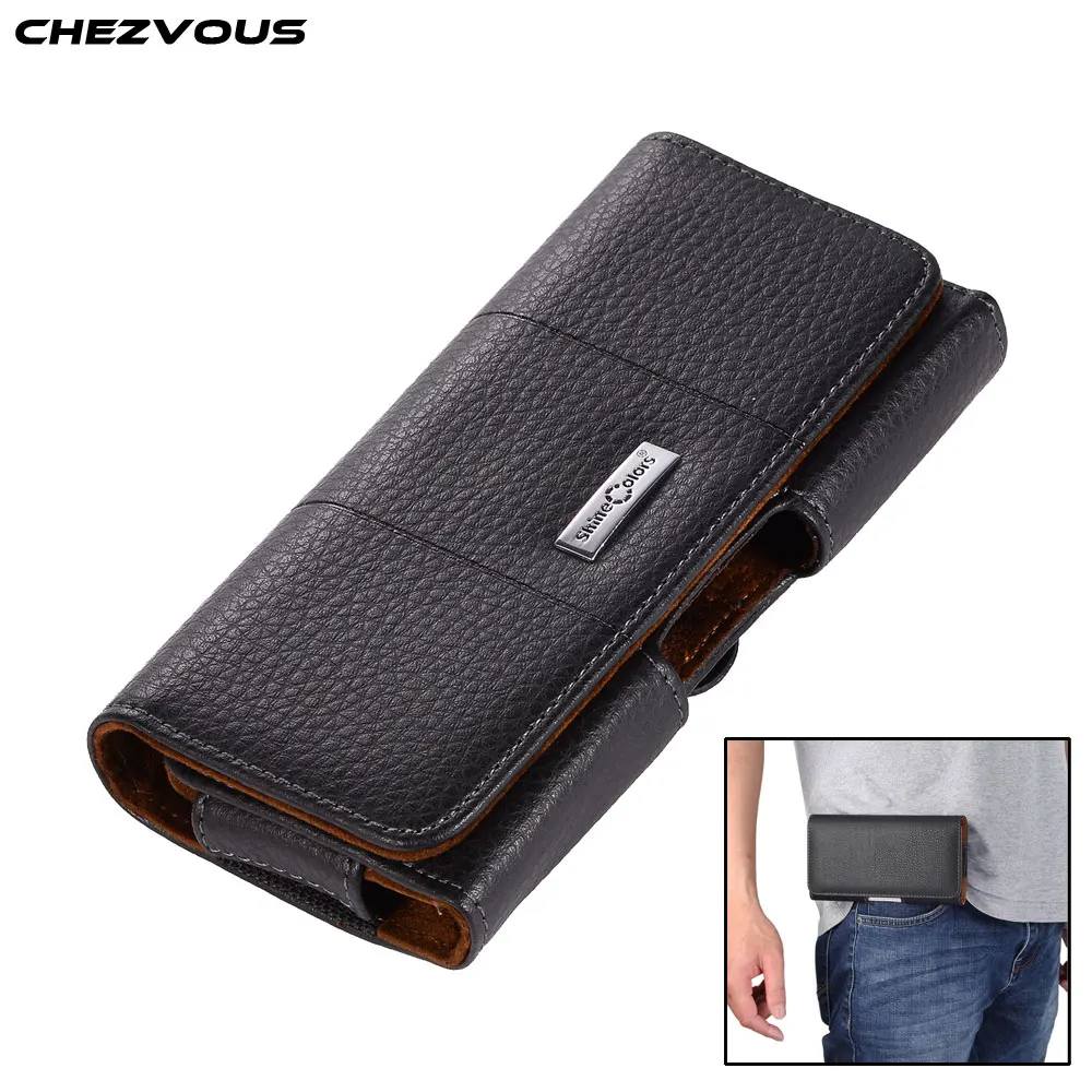Online CHEZVOUS Belt Phone Case for iPhone 7 8 6 5s 4 Cowhide Belt Clip Holster Waist Pack for iPhone 7 8 6 plus Small Mobile Phone Bag