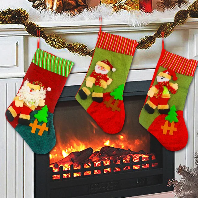 large christmas stocking claus sock gift bag kids xmas noel decoration candy bag bauble christmas tree - Large Christmas Stockings large christmas stocking claus sock gift bag kids xmas noel decoration candy bag bauble christmas tree - Large Christmas Stockings