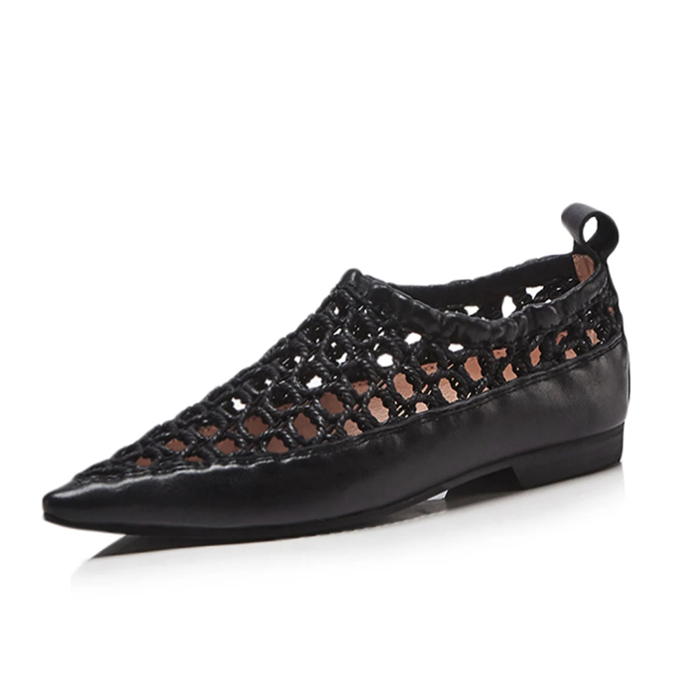 Negro Piel blanco Venta 43 Plus De Genuino Moda Nueva Zapatos Tamaño Cerdo Cuero Planos Caliente Puntiagudos Marca Lapolaka Vaca Mujer xPHUqx