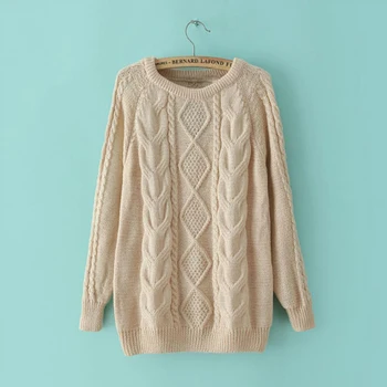 

O-neck Loose Pullover Knitted Sweater Woman 2019 New Korean Fashion Long Sleeve Twist Warm Sweaters