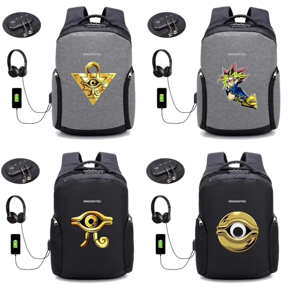 anime Yu Gi Oh backpack multifunction USB charging teenagers Men women