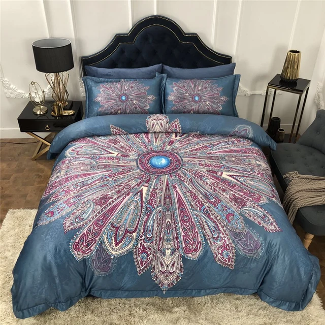 Luxury Brocade Satin Flannel Baroque Pearl Bedding set Winter Fleece