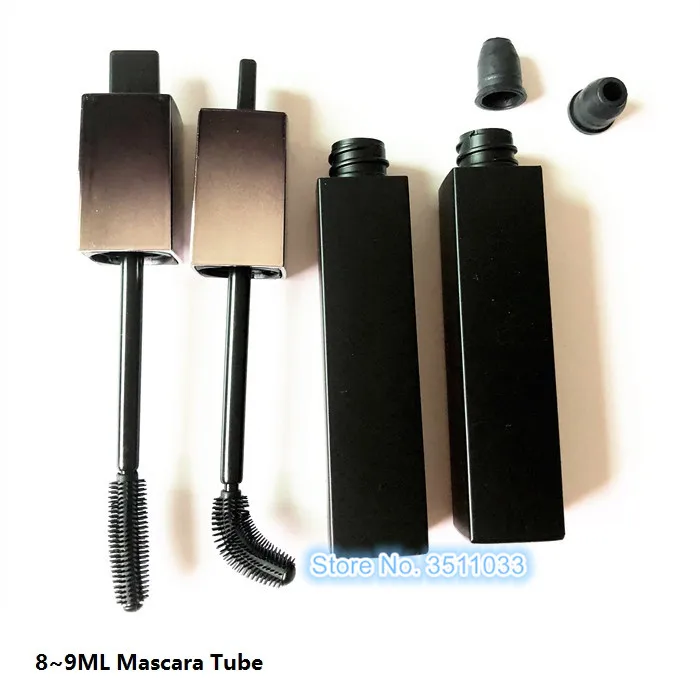 

8ML Black Handmade Plastic Empty Mascara Tube, DIY Professional Beauty Creative Makeup Square Eyelashes Cream Container Tube
