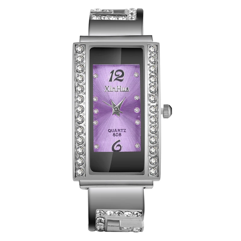 Xinhua Топ Роскошные часы с бриллиантовым браслетом женские часы стальной браслет женские часы saati relogio feminino - Цвет: Фиолетовый