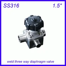 1," SS316L раструбной отвод из нержавеющей стали для санитарно-технического Трехходовой ручной мембранный клапан стерильные пищевой f вина, молоко, напитки