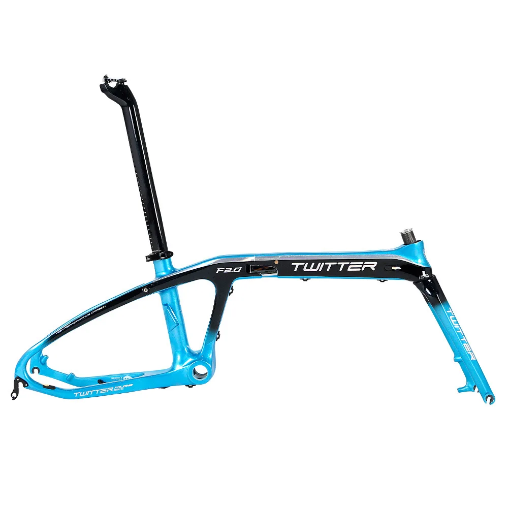 Sale Twitter F2.0 T800 Carbon BMX Folding Bike Frame 20 Inch Wheels Portable Folding Bicycle Cycling Frame 20er Disc and V Brake 0