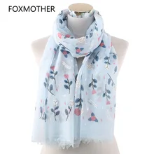 FOXMOTHER новые весенние шарфы с цветочным узором Echarpes fulards Femme розовый небесно-голубой белый цвет шарфы с цветочным принтом женская мода