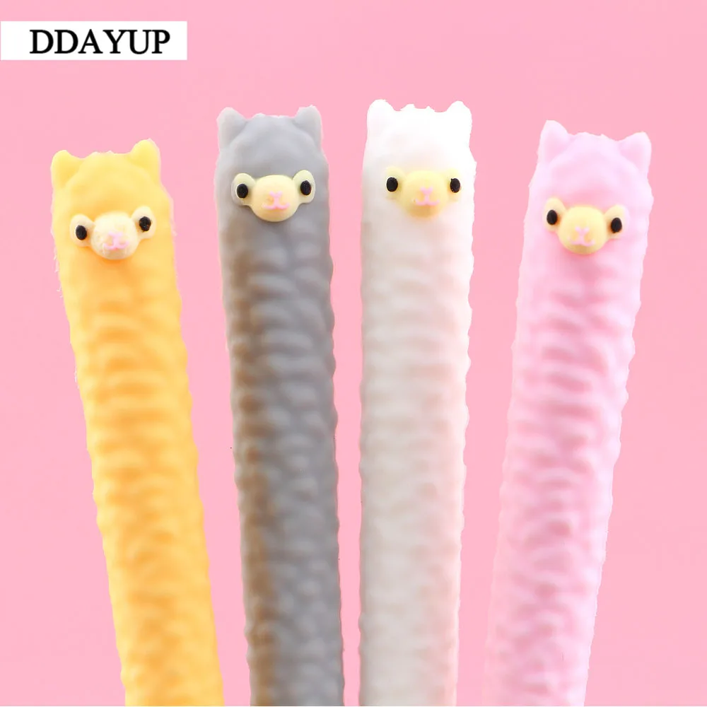 2Pcs/lot Kawaii Cartoon Alpaca Shape Gel Pen Student Stationery Novelty Gift School Material Office Supplies