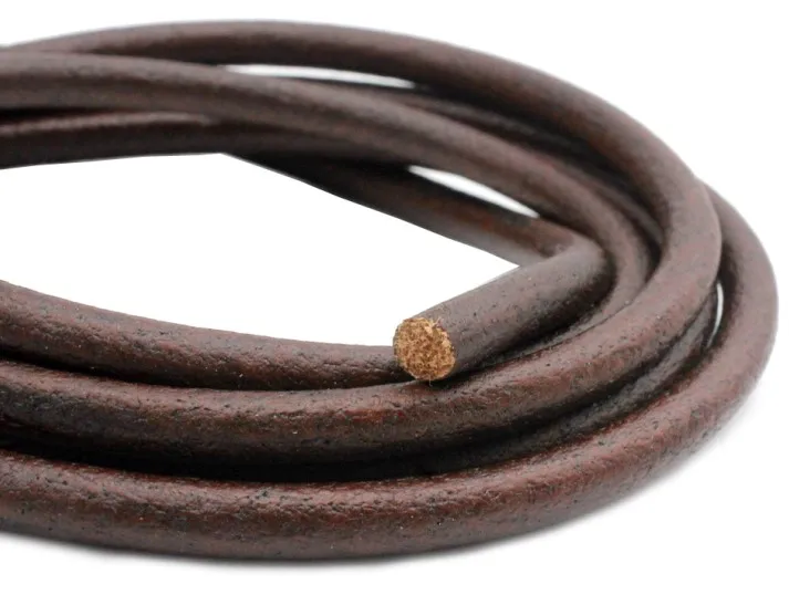 6 мм круглый из натуральной коровьей кожи шнур для браслета делая шнур из натуральной кожи 1 ярд черный/коричневый/натуральный - Цвет: Distressed Brown
