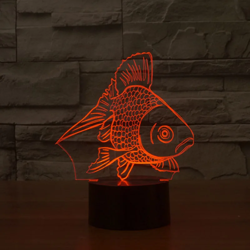 Modern 3D GoldFish Led Night Lights Usb Led Table Lamps 7 Colour