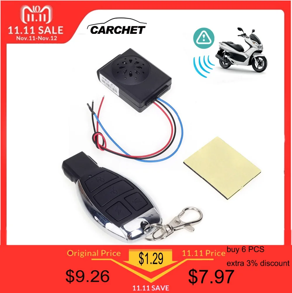 

CARCHET Motorcycle Anti-theft Security Alarm System with Remote Control DC 12V Motorbike Bike Moto Scooter Motor Alarm System