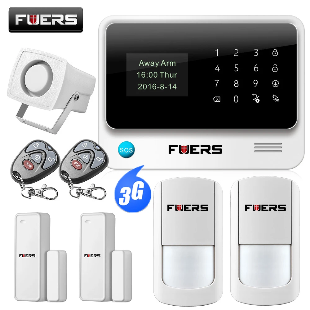 FUERS G90B 3g Wi-Fi беспроводная домашняя бизнес охранная сигнализация Система управления приложением сирена RFID детектор движения PIR датчик дыма