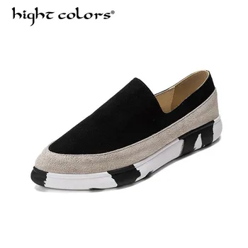 

hight colors New 2020 women Flats Platform shoes BLACK RED Genuine Leather luxury brand Female Footwear Loafer for ladies HC3-17