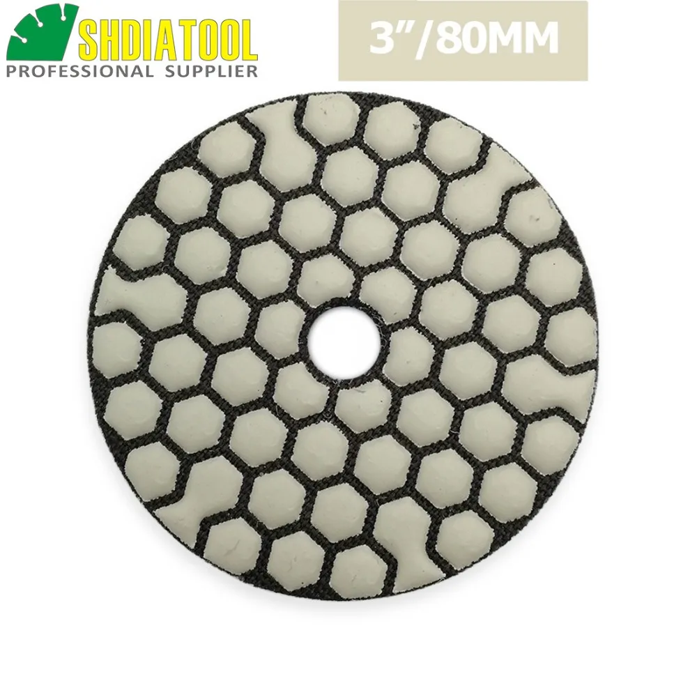 SHDIATOOL 7pcs 3inch #1500 Diamond Dry Polishing Pads Dia 80mm Resin Bond Flexible Sanding Disks For Granite Marble Ceramic
