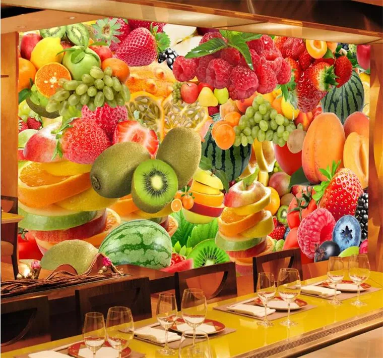 

Custom Any Size Wallpaper 3D Fresh Fruit Mural Restaurant Cafe Fruit Store Backdrop Wall Decor Modern Creative Mural Wall Papers