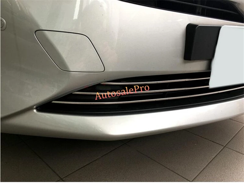 

Stainless Front Bottom Grill Grid Grille bumper upper strip Cover Trim 3pcs For Toyota Prius 2016