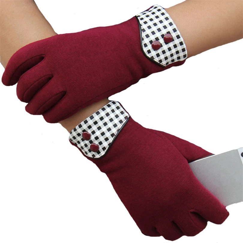 YRRETY Woman High Quality Knitted Gloves Touched Screen Thick Warm Glove Winter Autumn Mitten Women Winter Stitching Plaid Glove