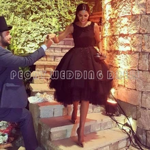 Mode Kurze Schwarze Kleid 2016 Knielangen Perlen Ballkleid Prom Kleider Backless Cocktail Kleider Mädchen Party Kleider RM51