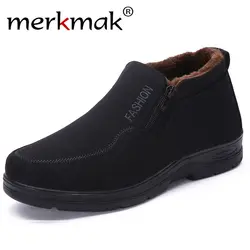 Merkmak/Новая модная зимняя мужская обувь Теплая Бархатная хлопковая обувь мужская обувь на молнии, свободная обувь мягкие Нескользящие