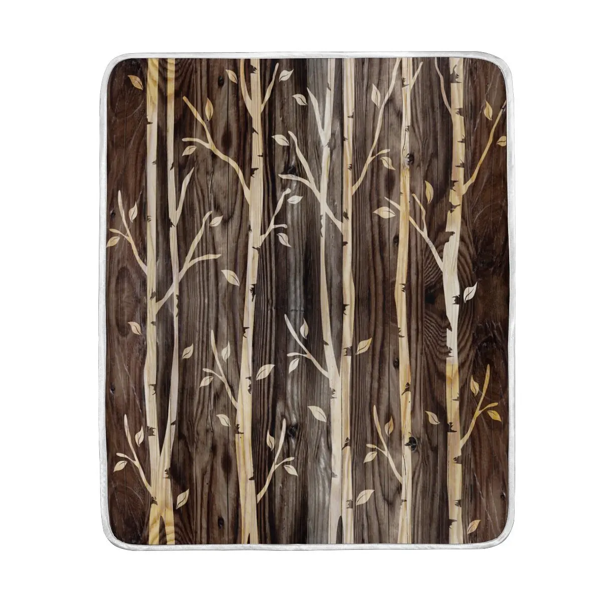 Decorative Tree Vintage Wood Blanket Soft Warm Cozy Bed Couch