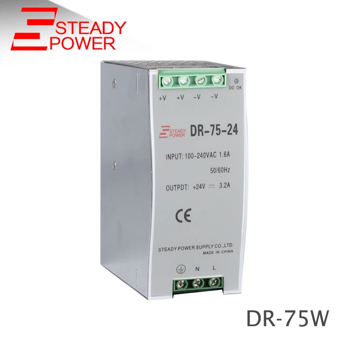 

DR-75-24 75W 24v aluminum shell 24 Volt din rail power supply