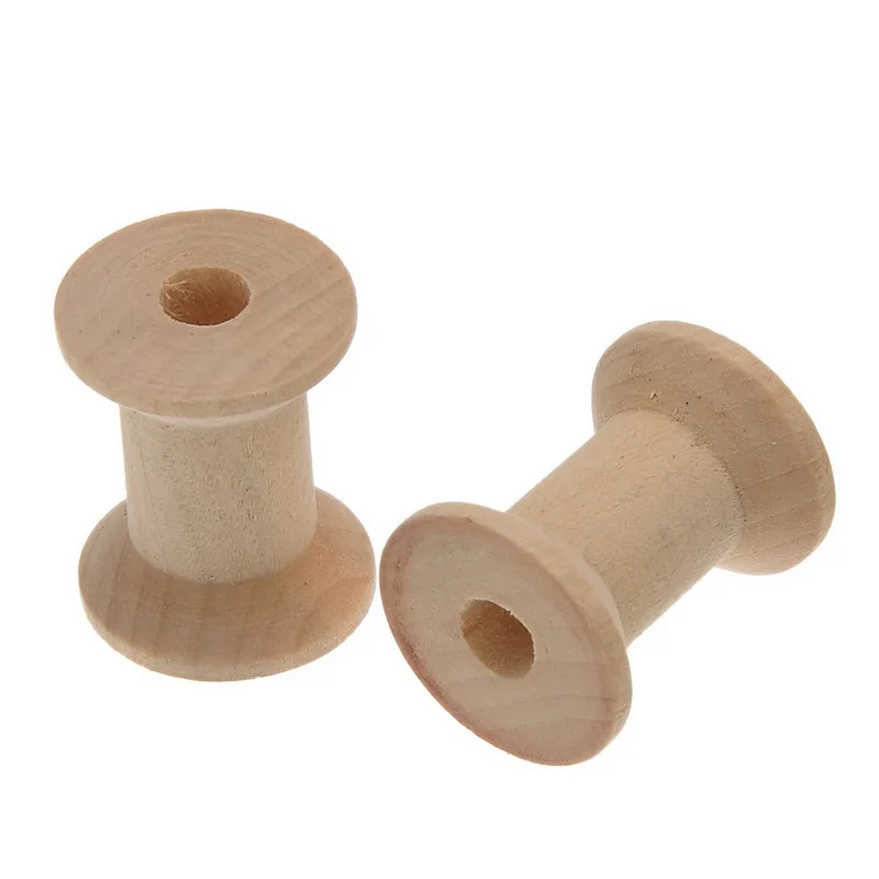 10Pcs Natural Wood Empty Thread Spools Bobbin Wooden Sewing Tools