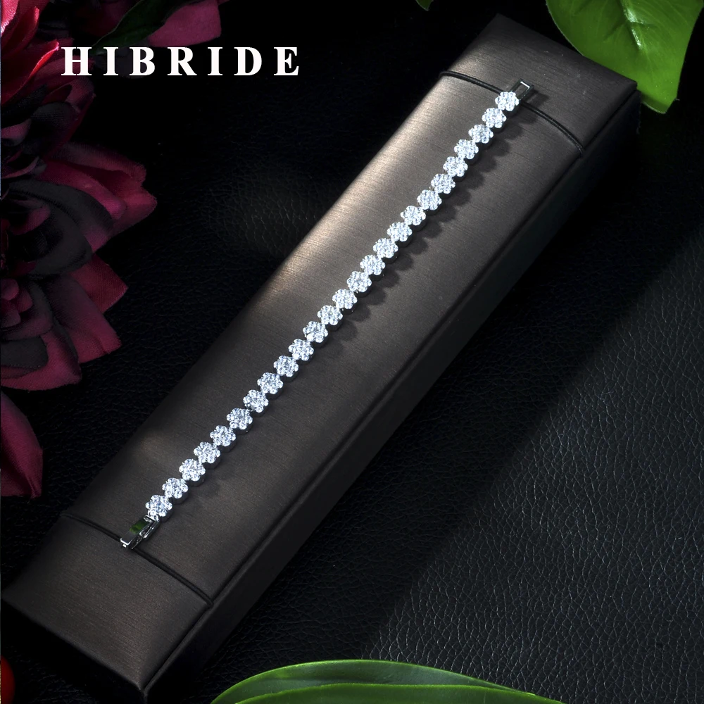 HIBRIDE изысканный Овальный циркониевый браслет с кристаллами в форме листа