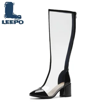 

Knee-High Boots for Women Spring/Autumn Individuality Transparent Long Boots Woman Fashion Comfort Solid Heels Waders Shoe