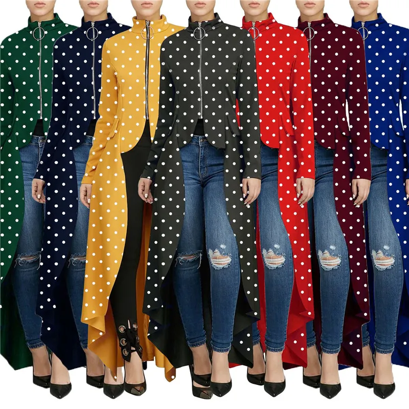 

Women Crop Top 2019 Casual Summer Korean Fashion Clothing Dot Zippers Pockets Long Top Plus Size