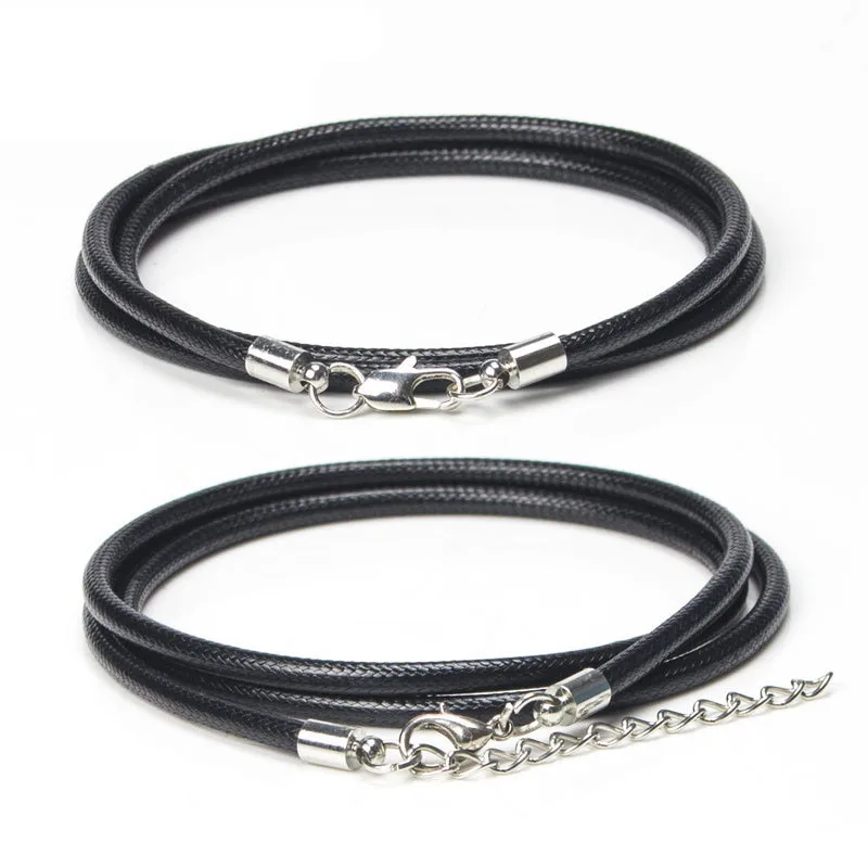 

2pcs/lot Dia 3.0mm Black Wax Leather Pendant Cords 67cm Women Necklace String Cord With Lobster Clasp DIY Jewelry Making Charms