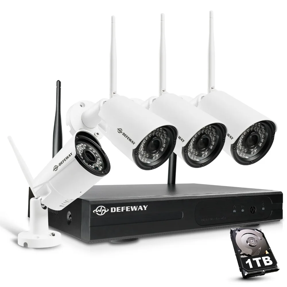 

Defeway 8CH H.265+ Wireless 1080P HD NVR CCTV System Surveillance Kit with 1TB 4PCS 2.0MP IR Outdoor P2P Wifi Security Camera