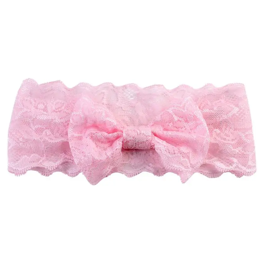 

2018 New Fashion Girls Lace Big Bow Hair Band Baby Head Wrap Band Accesso party baby hair accessories bezel baby headband