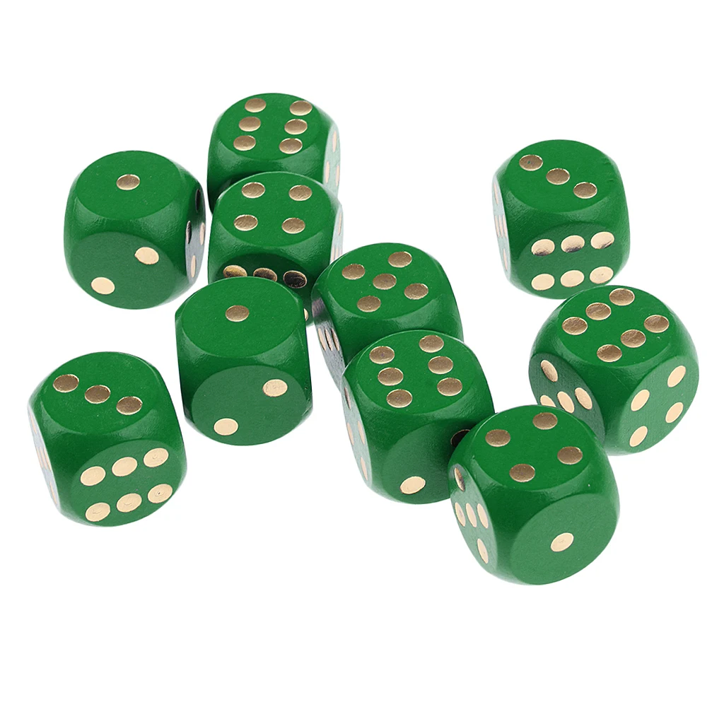 MagiDeal 10 шт. деревянные игральные кости D6 шесть сторонняя пунктирной линии для
