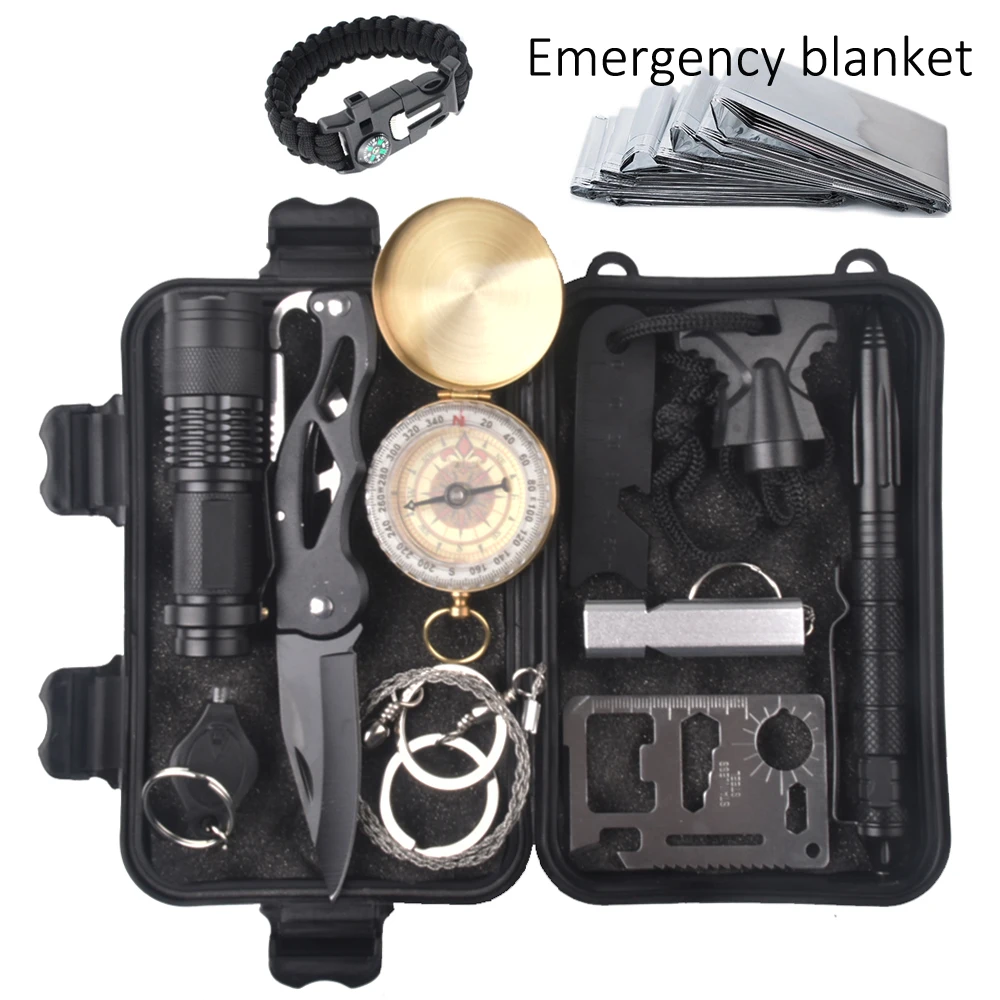 

New 13 in 1 survival kit Set Multifunction First aid SOS Outdoor Camping Travel EDC Emergency Supplies Tactical for Wilderness