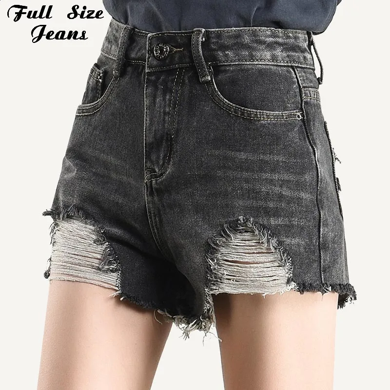 

Plus Size Streetwear Black Gray Begger Shorts 5Xl 7Xl Summer Women Fringe Tassel Hem Baggy Short Pants Hot Pants Donna Bottoms