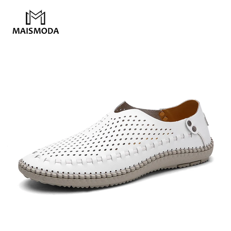 MAISMODA New Men Casual Shoes Genuine Leathers Cowhide Loafers Size 38-46 Outdoor Moccasins Shoes Hollow Breathable YL446