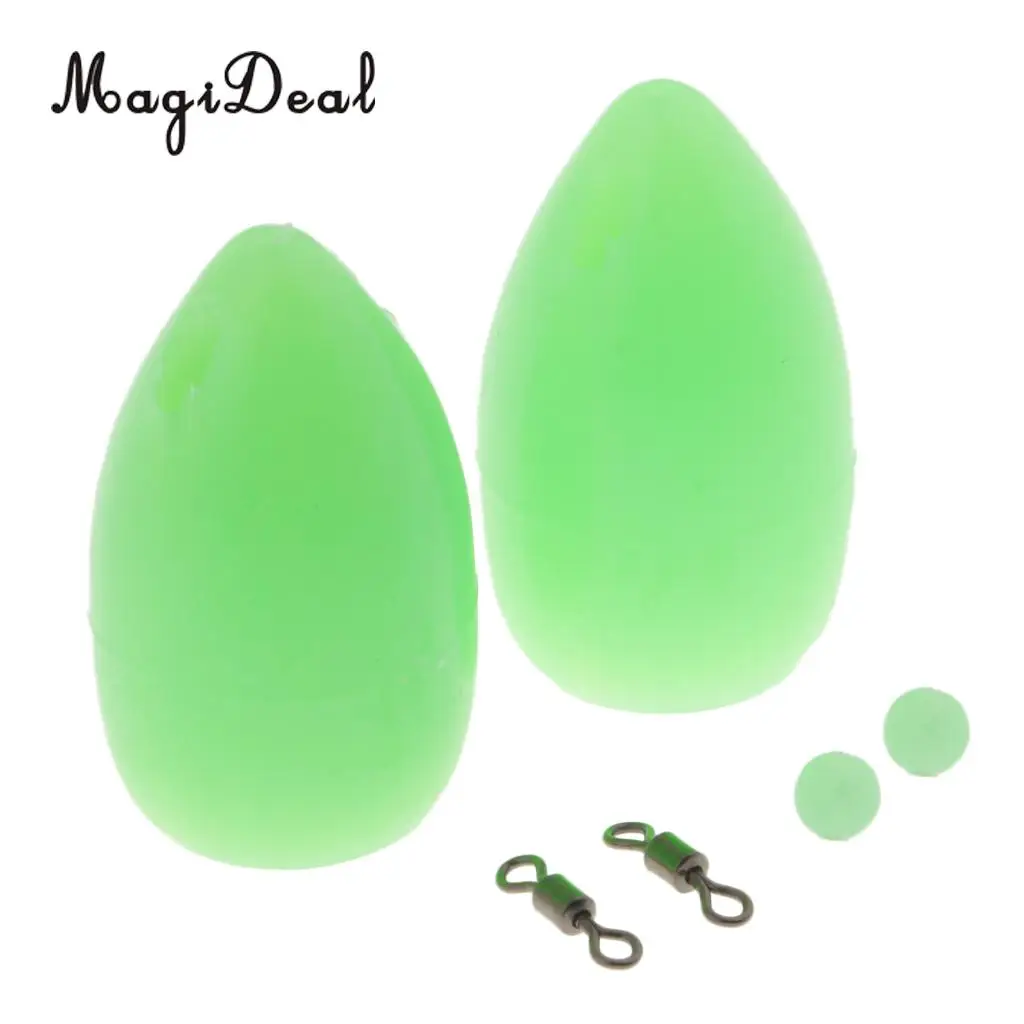 2pcs 3.6g Floating Sbirolino Spirolino Bombarda Trout Pose Float with Swivels, Beads - Orange/Green/White