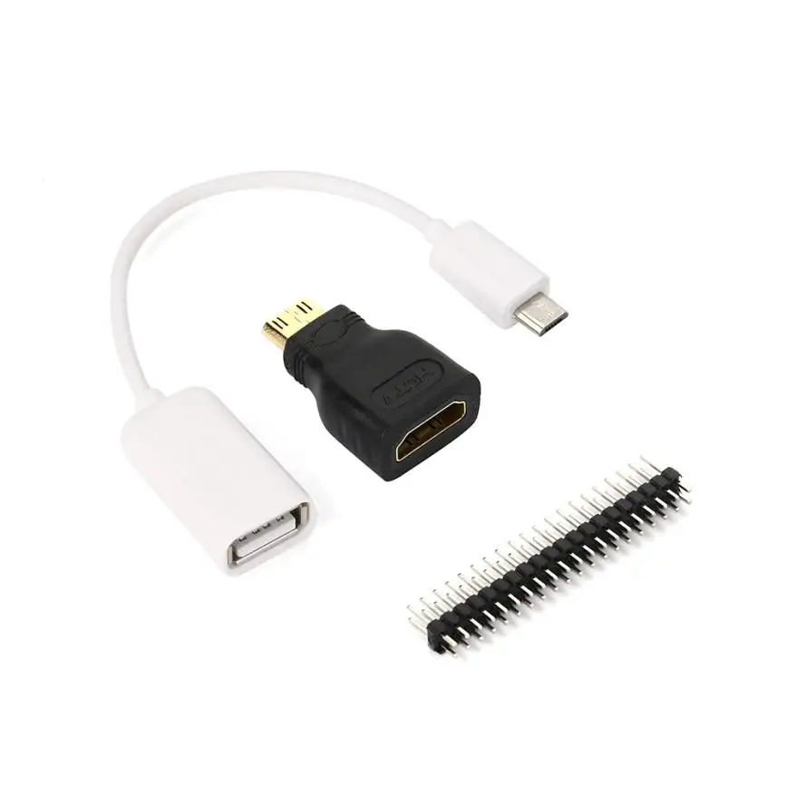 Raspberry Pi Zero Mini-HDMI Male-HDMI Female+ Micro USB на USB+ Male GPIO высокоскоростной передачи данных - Цвет: White