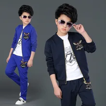 Childrens Clothing Boys Suit 2018 New Autumn Korean Children’s Jacket Big Children 3pcs Sets Jackets + T-shirts + Pants Costume