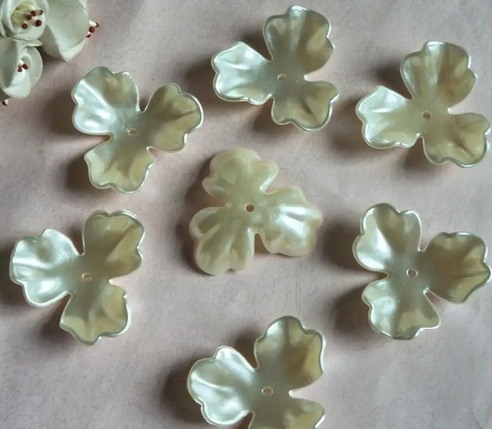 

180pcs 35mm Beautiful ABS Pearl Flower Torus Beads With Hole For Hair Peice Tiaras Jewelry Scrapbooking Craft DIY