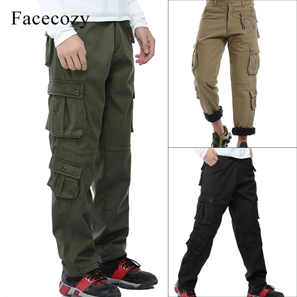 Facecozy мужские брюки карго с несколькими карманами на зиму 2019 уличные флисовые